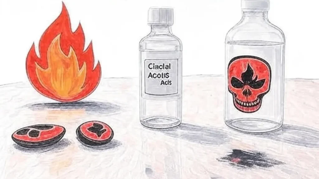 Hazard symbols for Glacial Acetic Acid MSDS